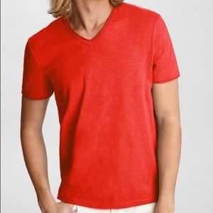 Men’s — or Women’s Hand Cut Linen Tee sz S/M Red/Orange 100% Linen